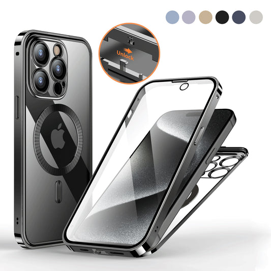 Double-Sided Magnetic Privacy Phone Case – Full Cover + Wireless Charging